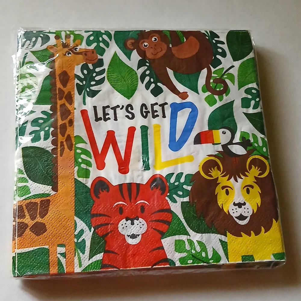 Napkins 13 x 13 Colorful Safarj Jungle Animal Napkins qty50 NWT NIP